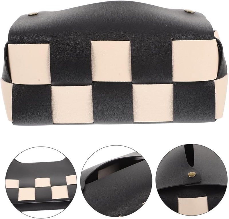 غطاء صندوق المناديل من الجلد الأسود، إكسسوار منزلي للمكتب - Image 5